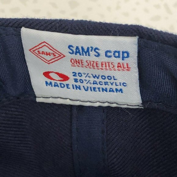 EUC Sam's Cap Bass Fishing Embroidered Navy Strap Back DadCore Ball Cap Dad Hat - Picture 6 of 6